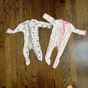2 patterned Kyte Baby sleepers. GUC 3-6 months